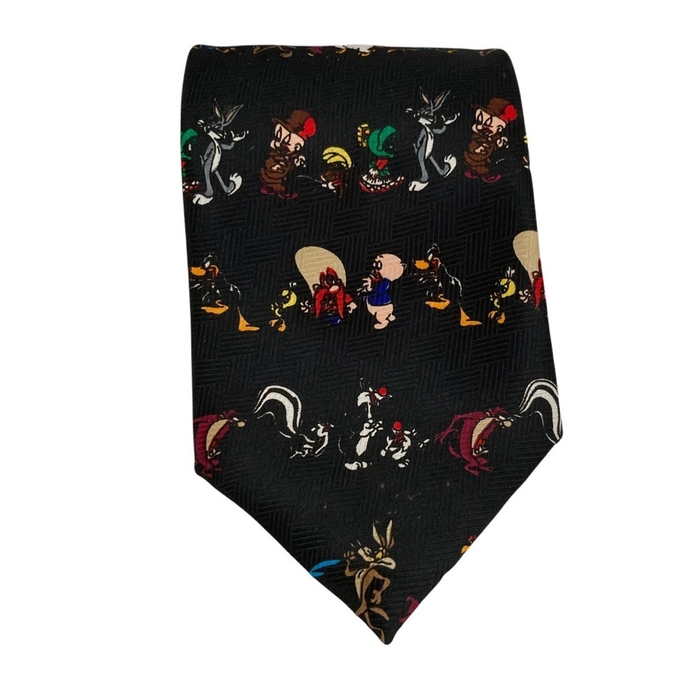 Looney Tunes character tie novelty print black cartoon characters